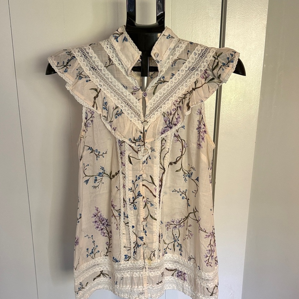 Zimmerman Floral Lace Trim Sleeveless Top Size 0